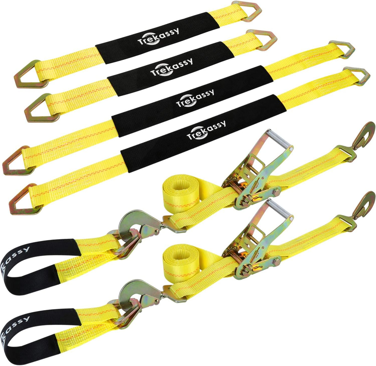 2”x 96” Car Axle Tie Down System with 2 Ratchet Straps and 2+2 Axle Straps G23283