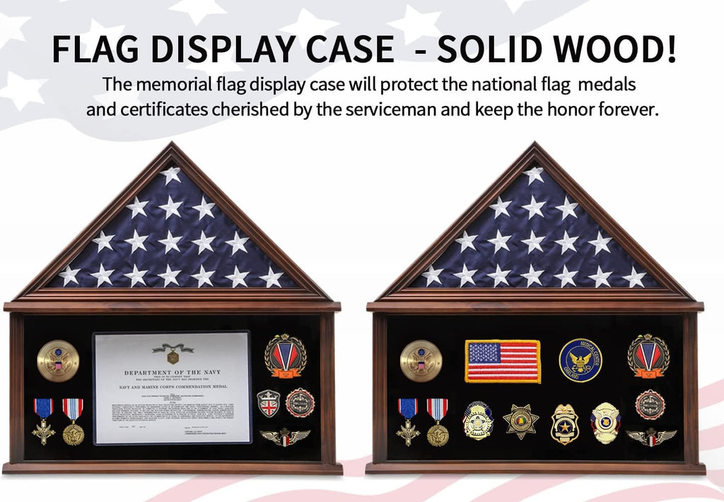 Solid Wood Flag Display Case with Certificate Holder M903825