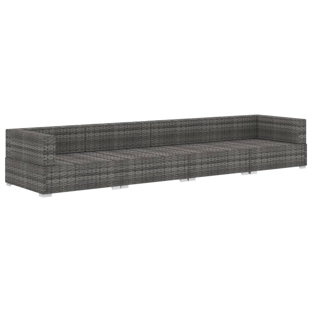4 Piece Poly Rattan Patio Sofa Set with Cushions Gray Y344473