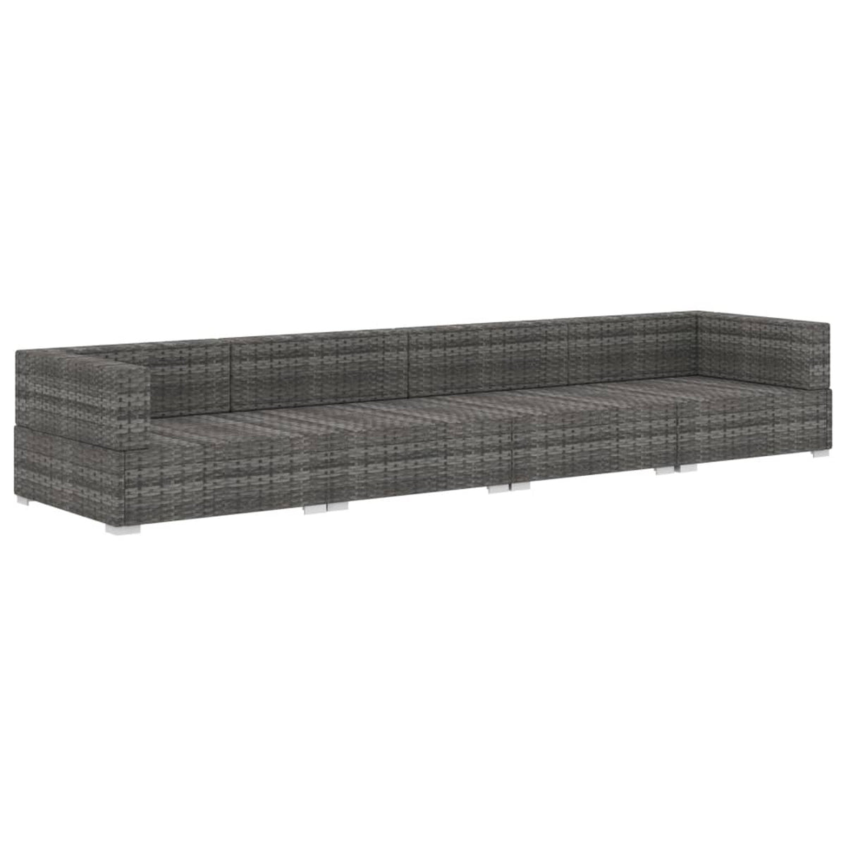 4 Piece Poly Rattan Patio Sofa Set with Cushions Gray Y344473