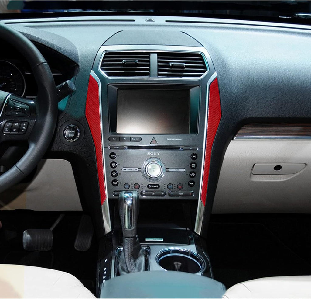Red Carbon Fiber Center Console Frame Trim Cover Sticker for Ford Explorer 2013-2018 Pack of 2 U446