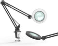 LED Magnifying Lamp Metal Swing Arm 5X Magnification 4.1 Diameter Glass Lens Adjustable Industrial Clamp White K641947