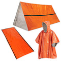 Hiking Emergency Kit Waterproof Heat Reflective Poncho Raincoat with Sleeping Bag and Tent Shelter N1296
