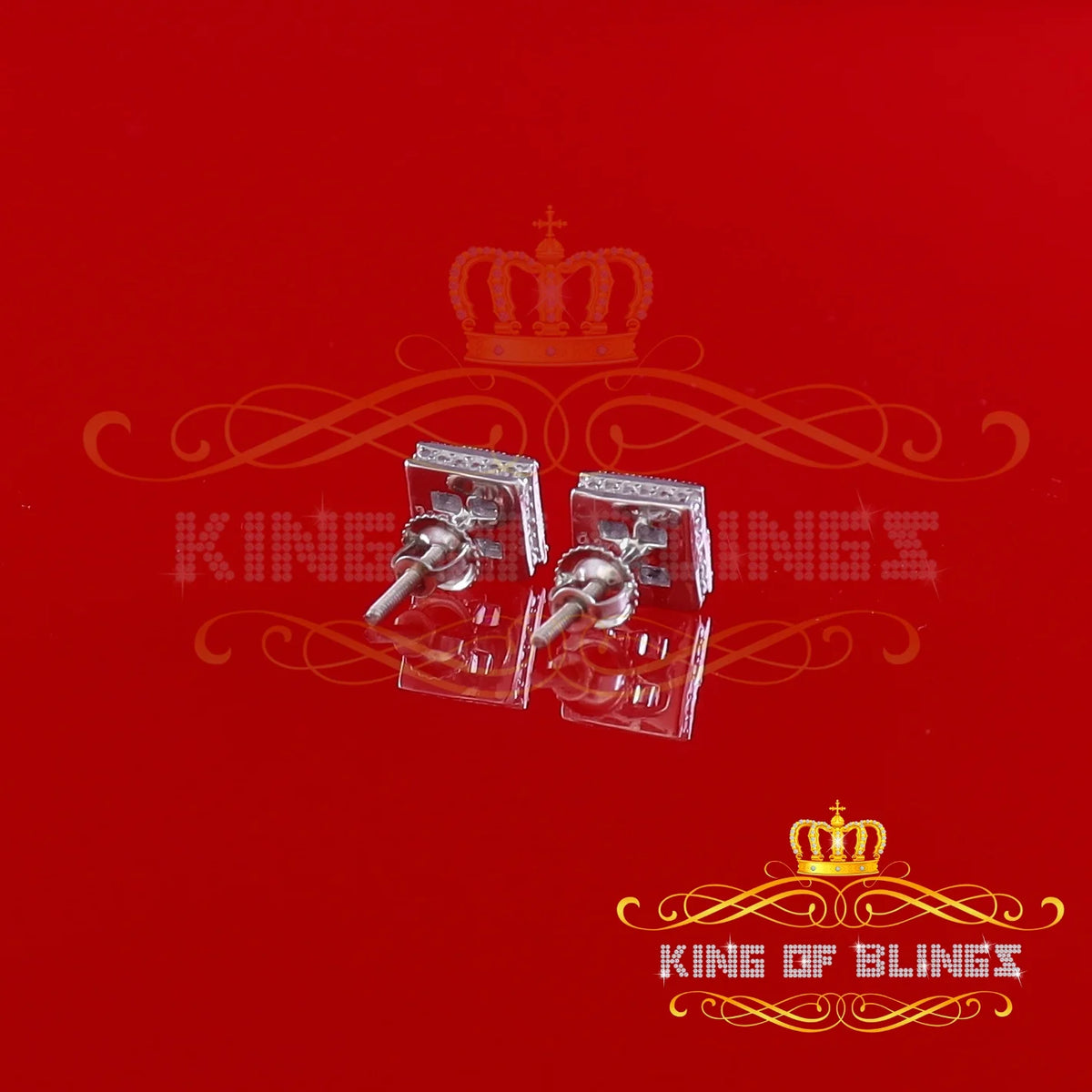 925 White Silver Diamond Square Stud Earring Z70809
