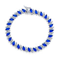 Blue White Marquise Cut CZ Tennis Bracelet Silver Plated J69580