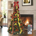 Red Gold Pre-lit Pop Up Christmas Tree with Remote M685