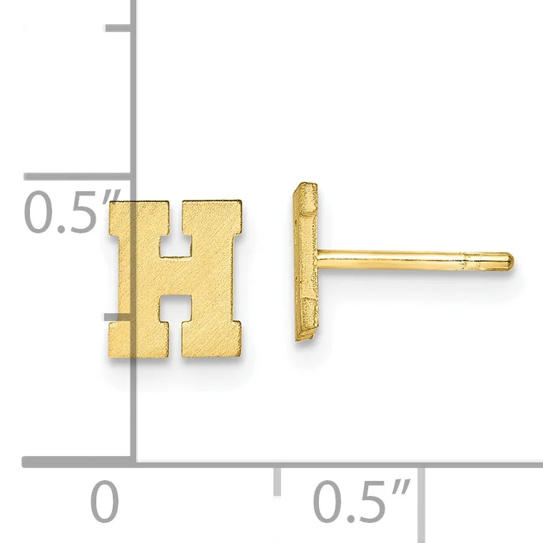 10K Yellow Gold Initial H Post Earrings Y202