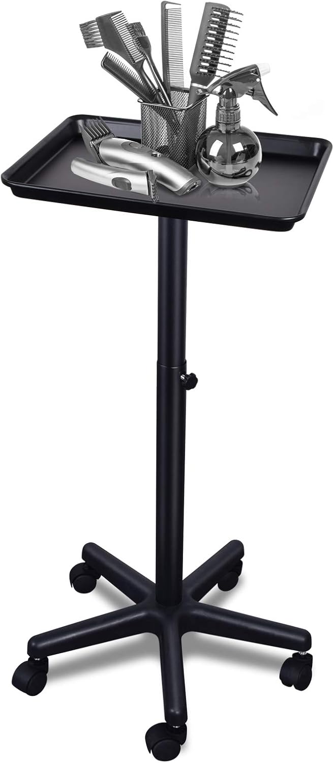 Height Adjustable Salon Rolling Tray on Wheels W4677