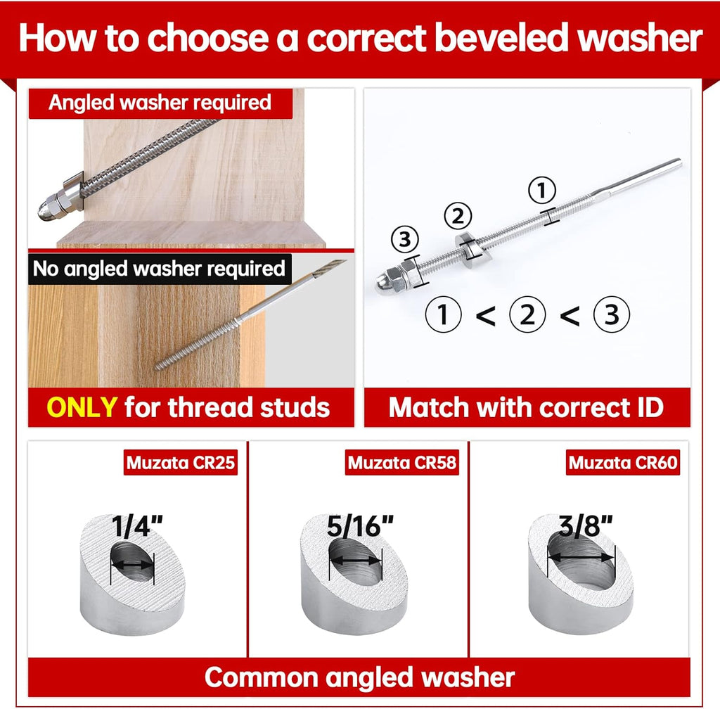 20Pack Stainless Steel Angle Beveled Washer 25 30 35 Degrees ID 1/4 M68297