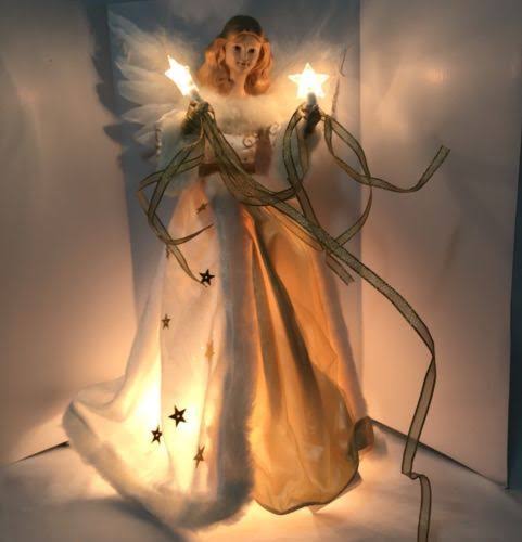 Cream and Gold Angel Treetop U65913