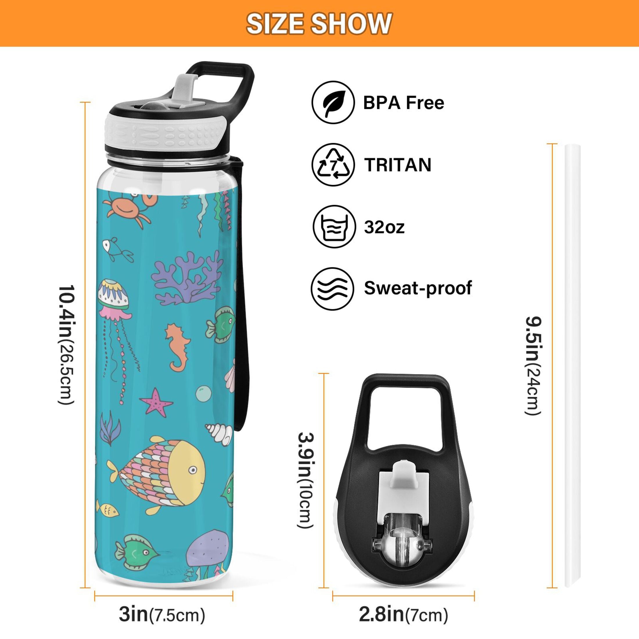 32oz Tritan Water Bottle with Straw T669