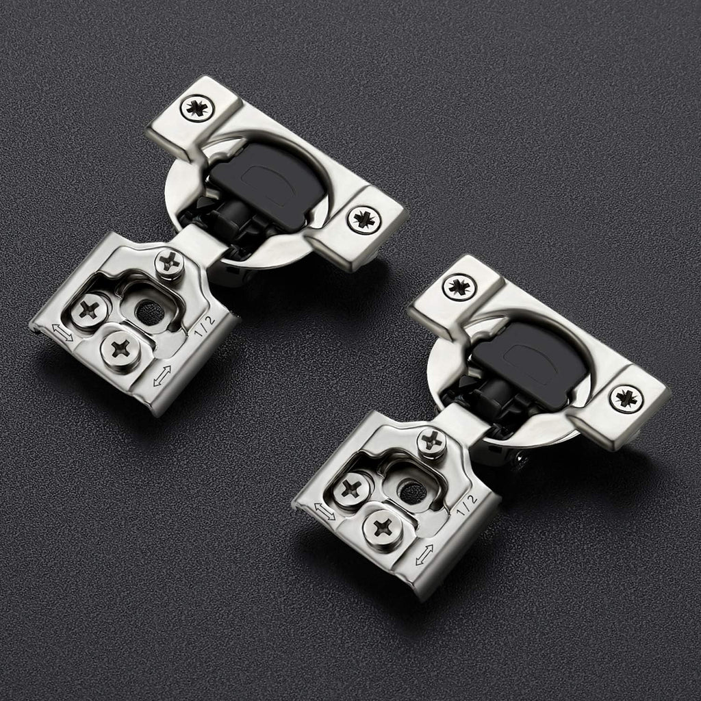12 Pack 6 Pairs 1/2 inch Overlay Soft Close Hinges Satin Nickel Stainless Steel Concealed Hinge S5734