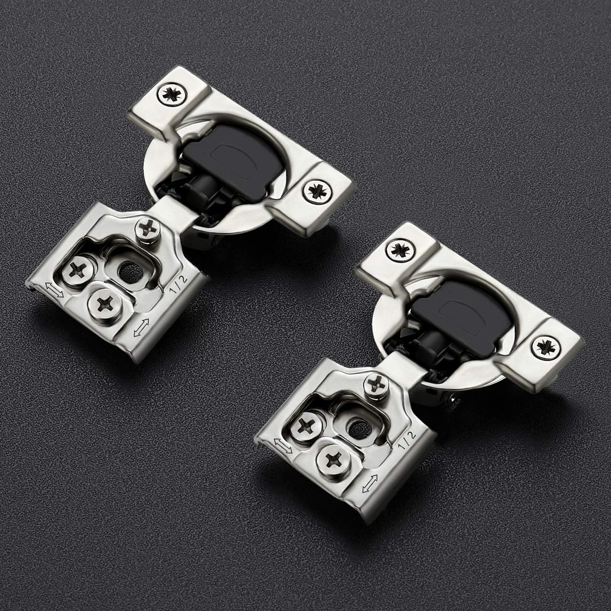 12 Pack 6 Pairs 1/2 inch Overlay Soft Close Hinges Satin Nickel Stainless Steel Concealed Hinge S5734