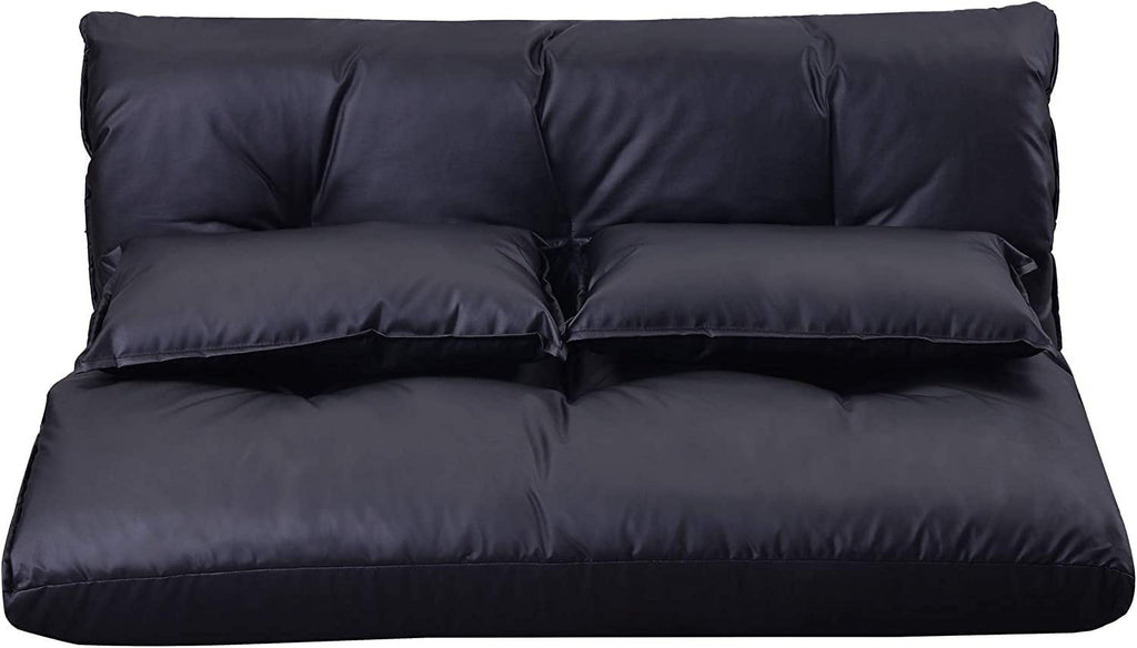 Adjustable Floor Sofa Bed with 2 Pillows, 5 Reclining Position, Black P554943