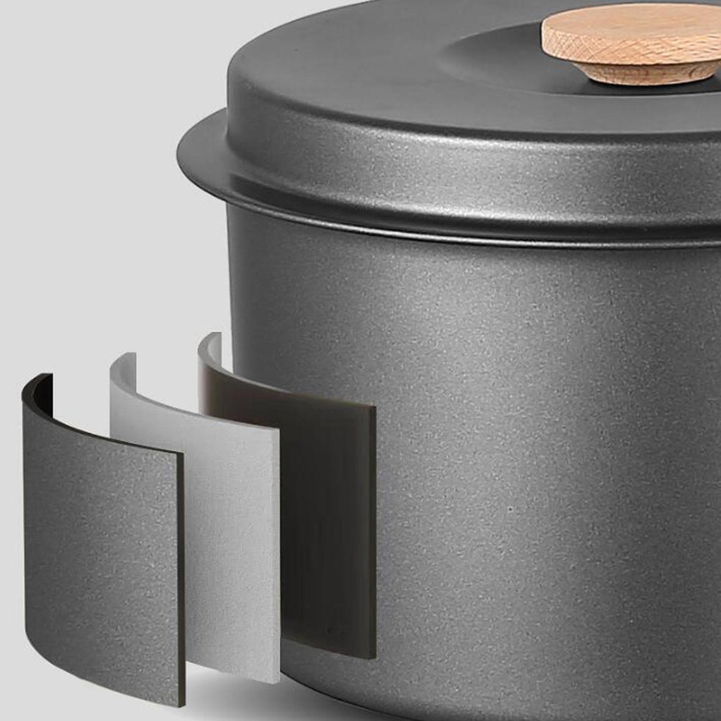 5x Gray Camping Cookware Set with Saucepan Drink Cup Pot Pan Kettle H33974
