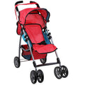 Red and Blue Foldable Baby Doll Stroller with Swiveling Wheels and Carriage Bag X517137