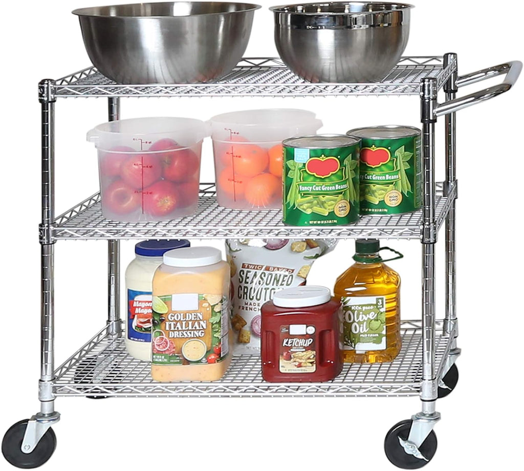 Chrome 3-Tier Utility Storage Cart F84394