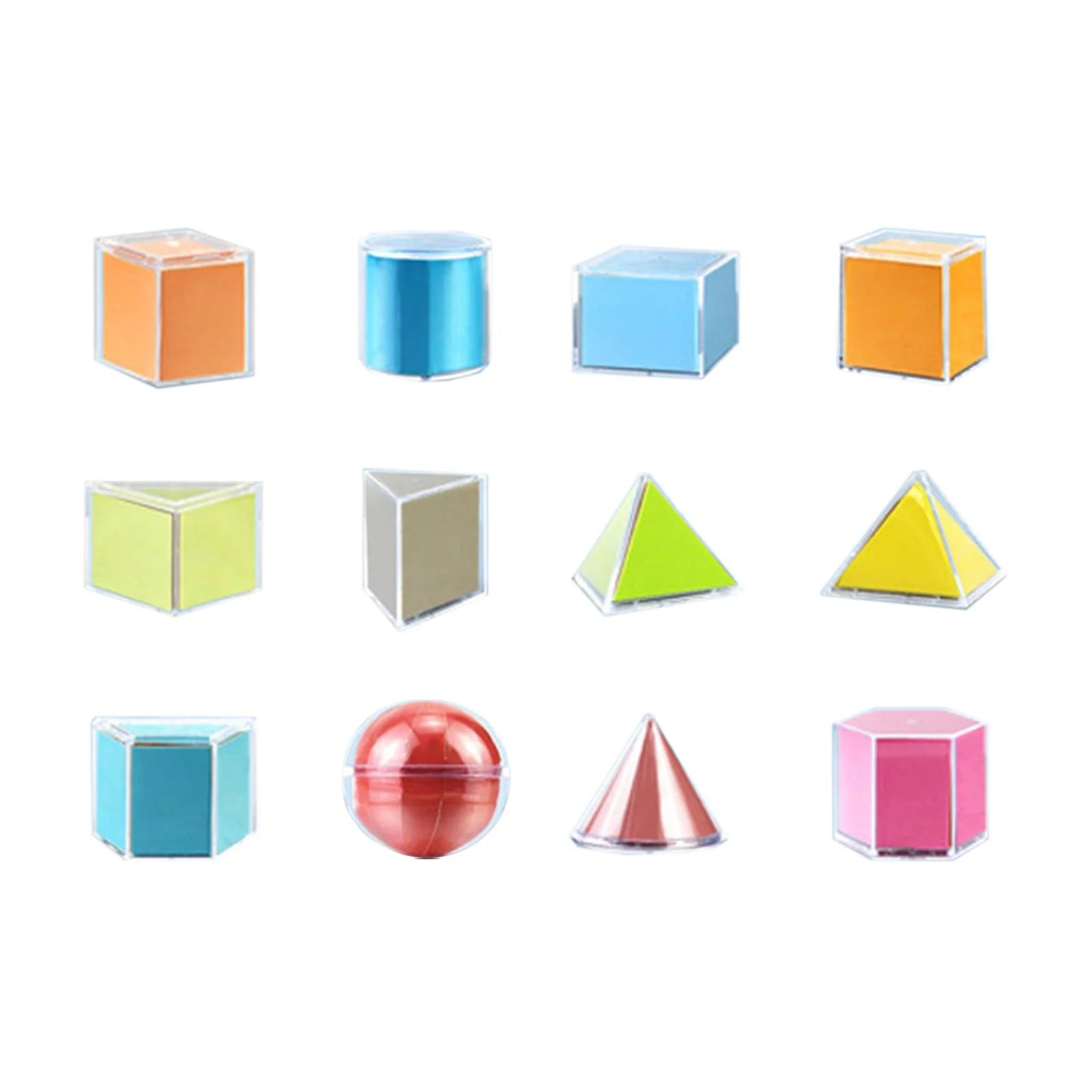 12 Pieces 3D Geometric Shapes Blocks Pattern Blocks Educational Toy M690
