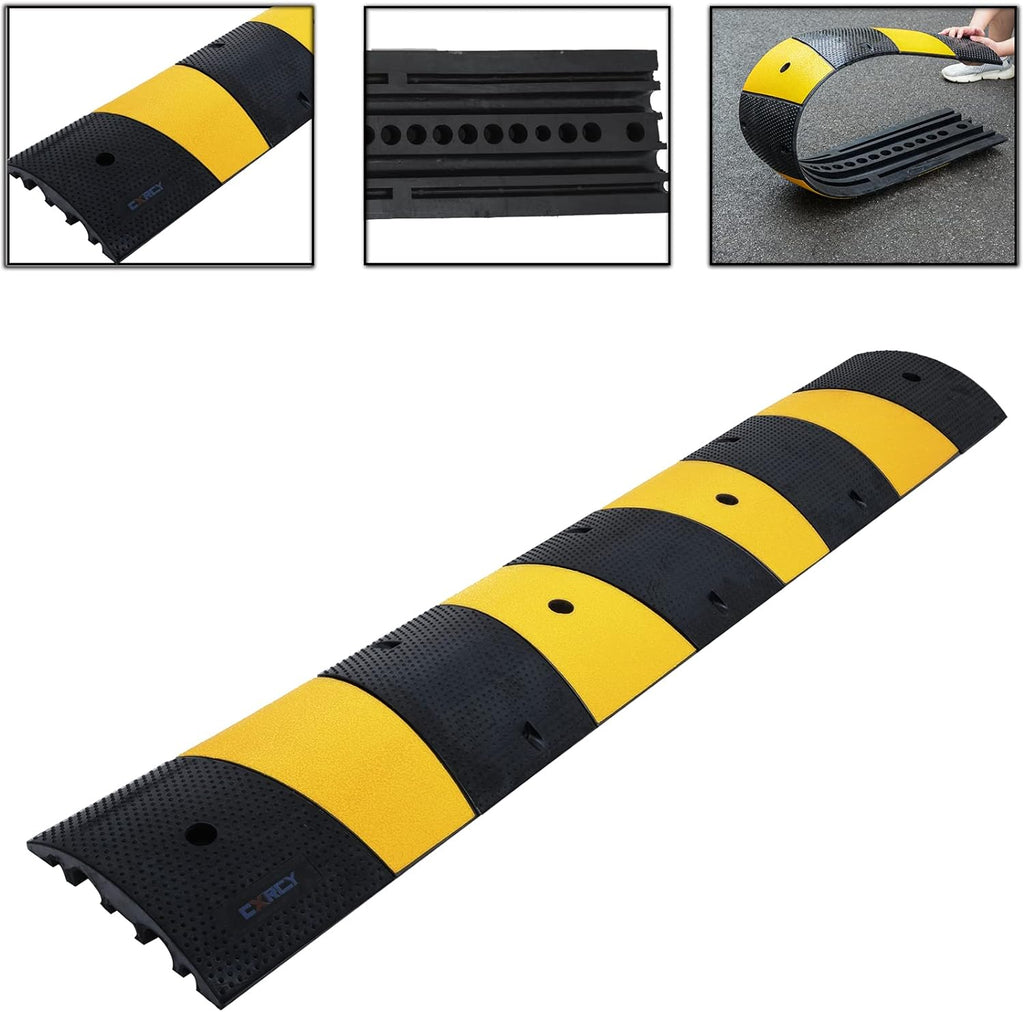 6FT 2 Pack Heavy Duty Rubber Speed Bump with 8 Bolts O1794