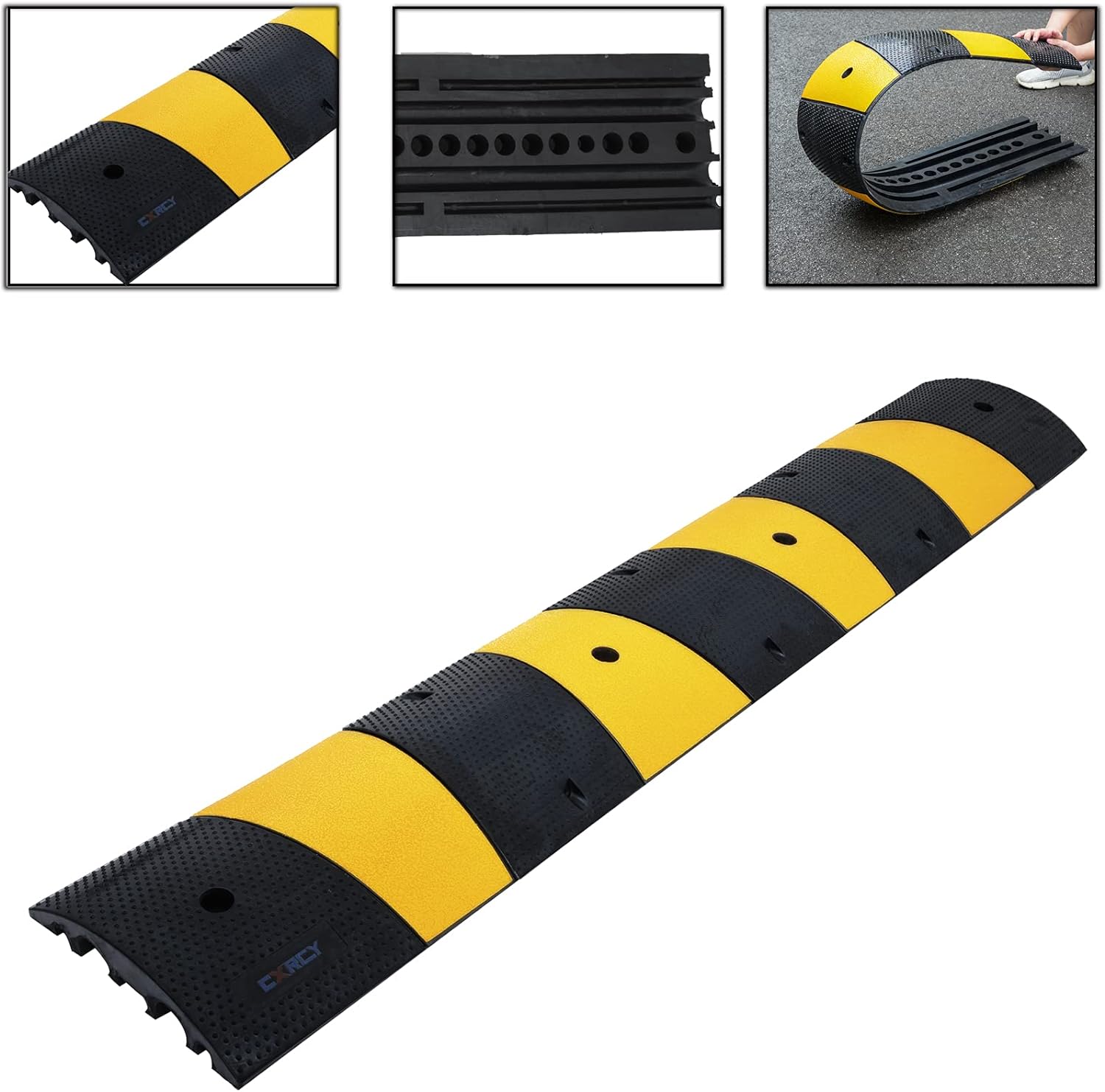 6FT 2 Pack Heavy Duty Rubber Speed Bump with 8 Bolts O1794