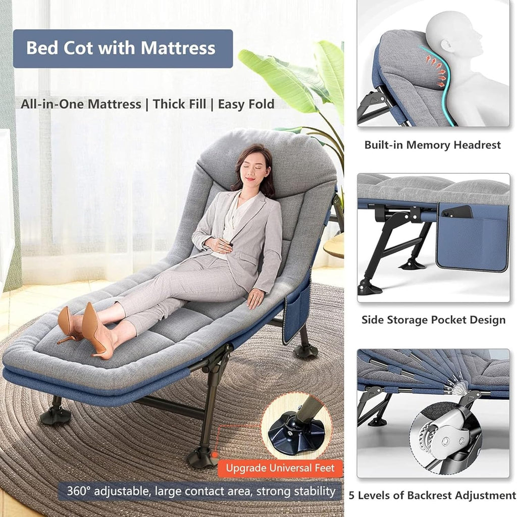 Heavy Duty Folding Camping Cot with Mattress I333