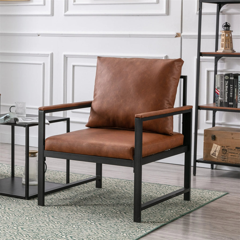 Orange Faux Leather Accent Chair C98012