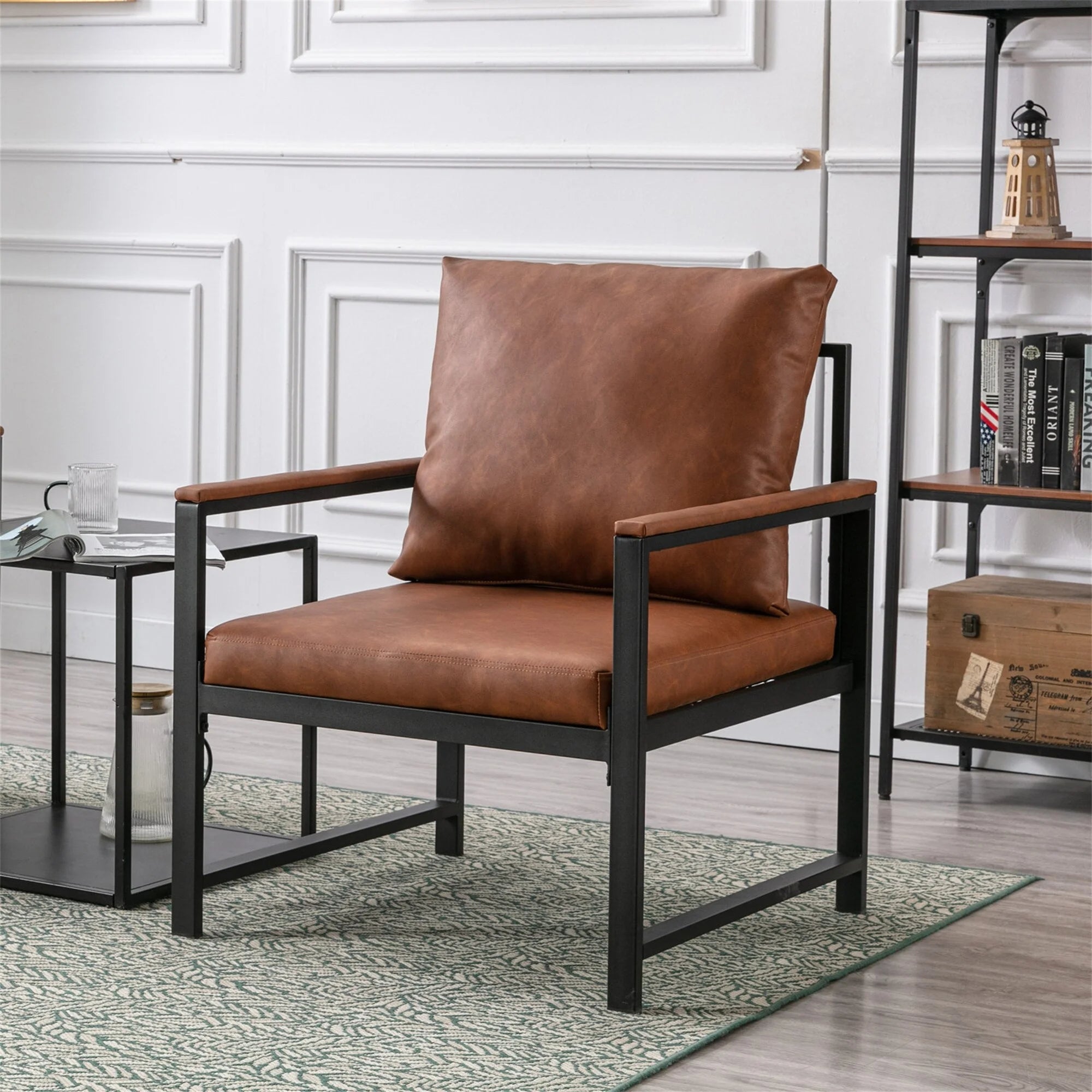 Orange Faux Leather Accent Chair C98012