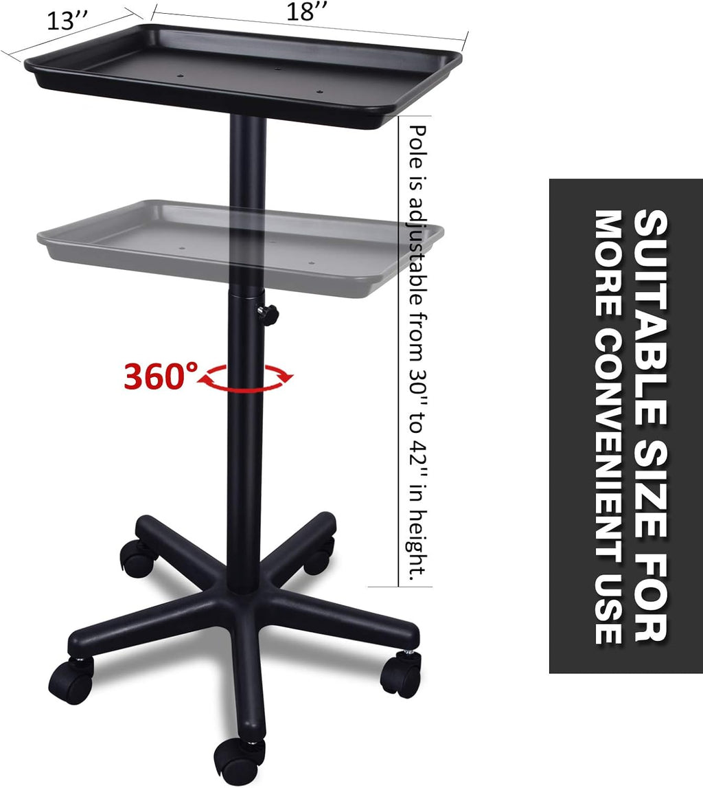 Height Adjustable Salon Rolling Tray on Wheels W4677