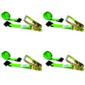 Green Ratchet Strap with Black Flat Hook 4 Pack H183866