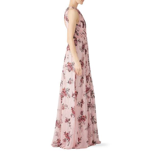 Blush Printed Floral Gown A111795