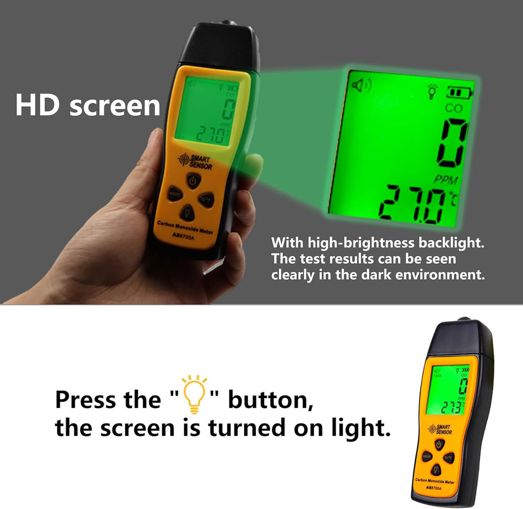 Handheld Carbon Monoxide Meter, 0-1000 ppm, Pack of 2 Q743