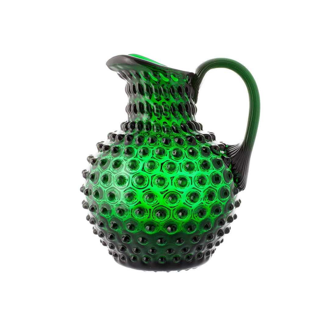 Dark Green Mouth-Blown Crystal Water Carafe P107