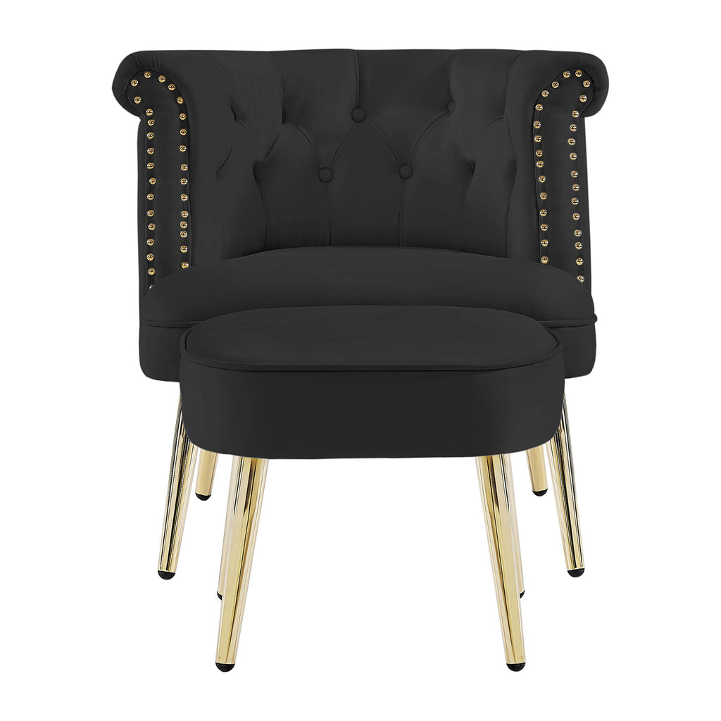 Black Armchair with Ottoman Y22039