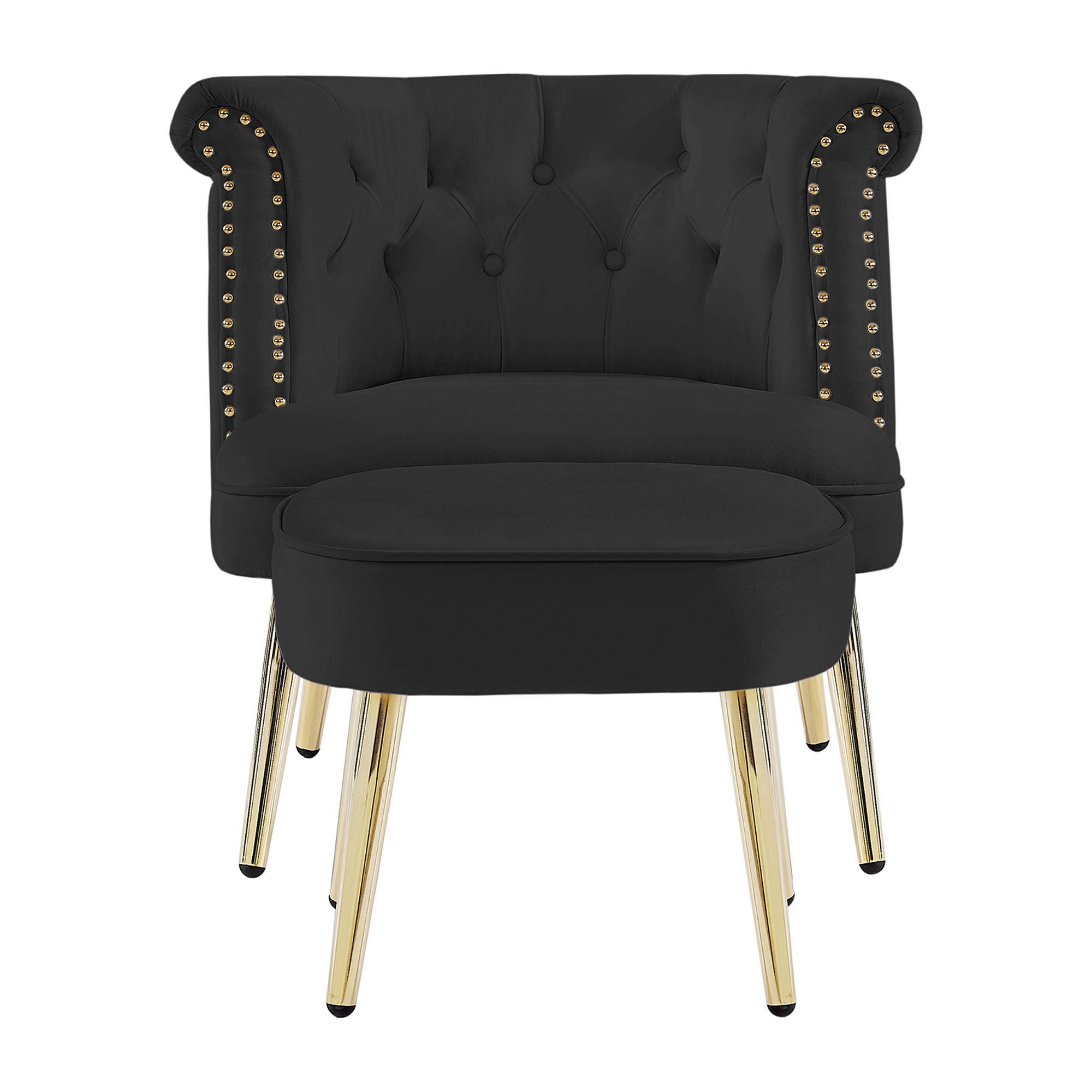 Black Armchair with Ottoman Y22039