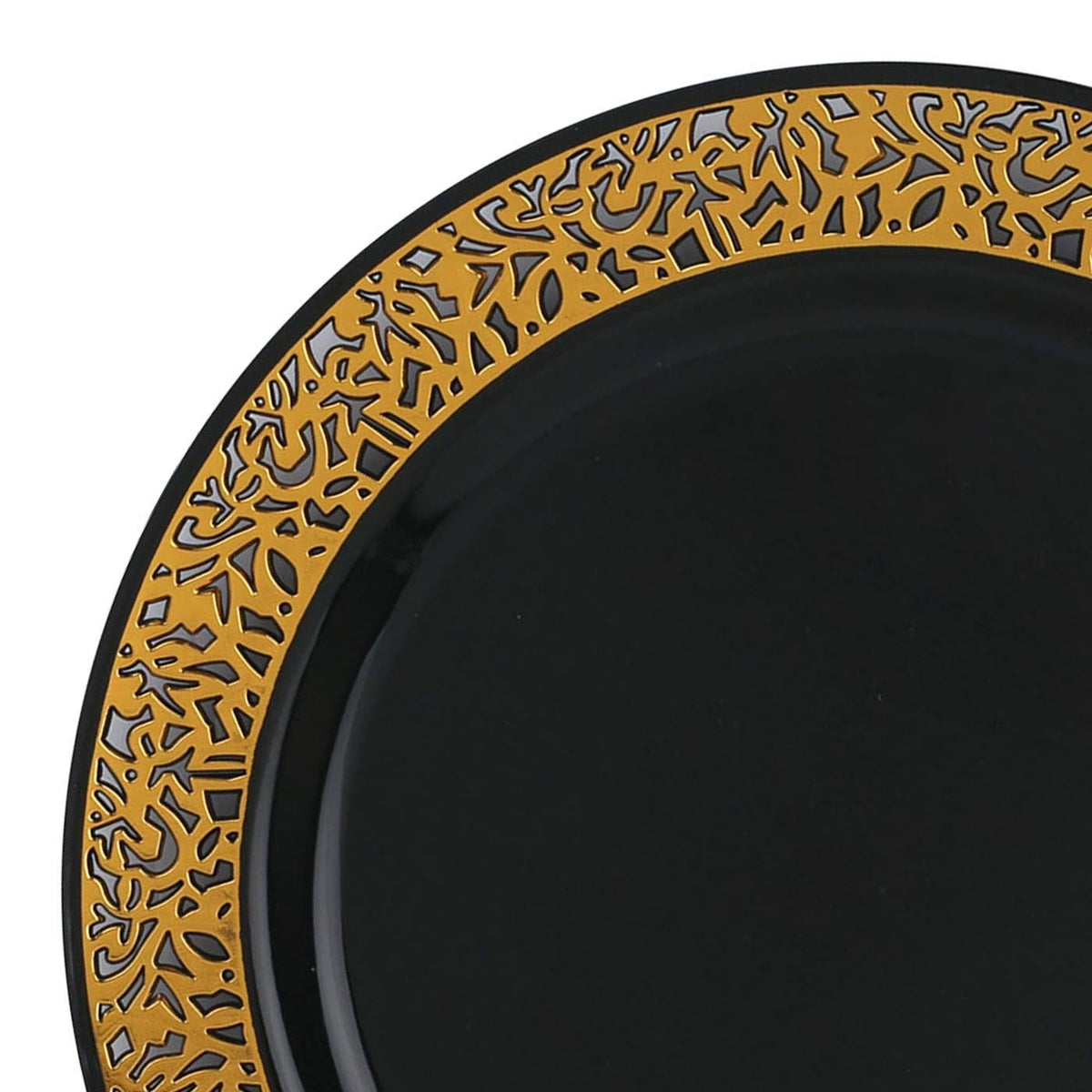 White with Gold Rim Disposable Plastic Salad Plates, 120 Pcs S80461