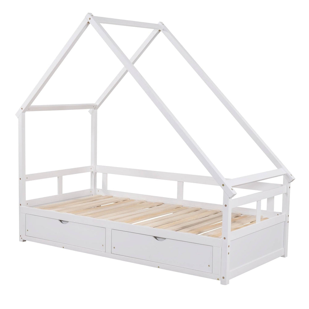 White Espresso Wooden Extending Daybed with Two Drawers K265