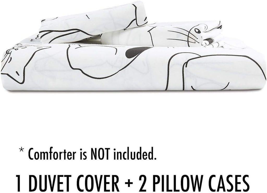White 100% Cotton Twin Size Duvet Cover Set with Zipper Closure L523