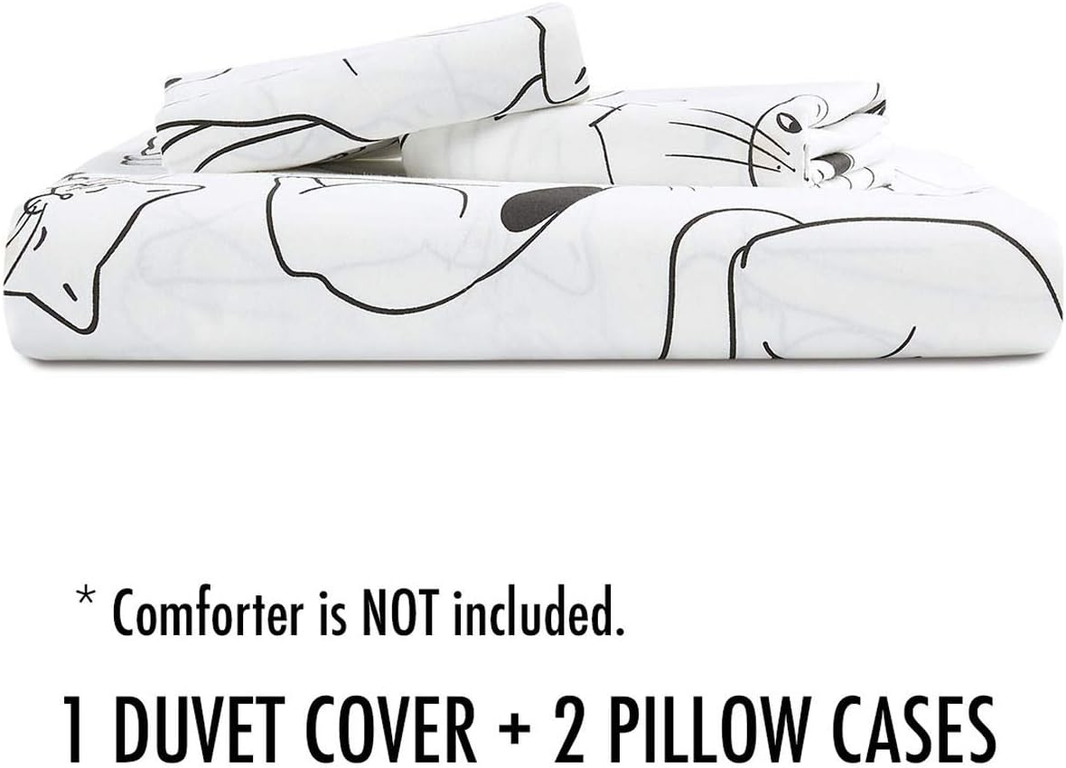 White 100% Cotton Twin Size Duvet Cover Set with Zipper Closure L523