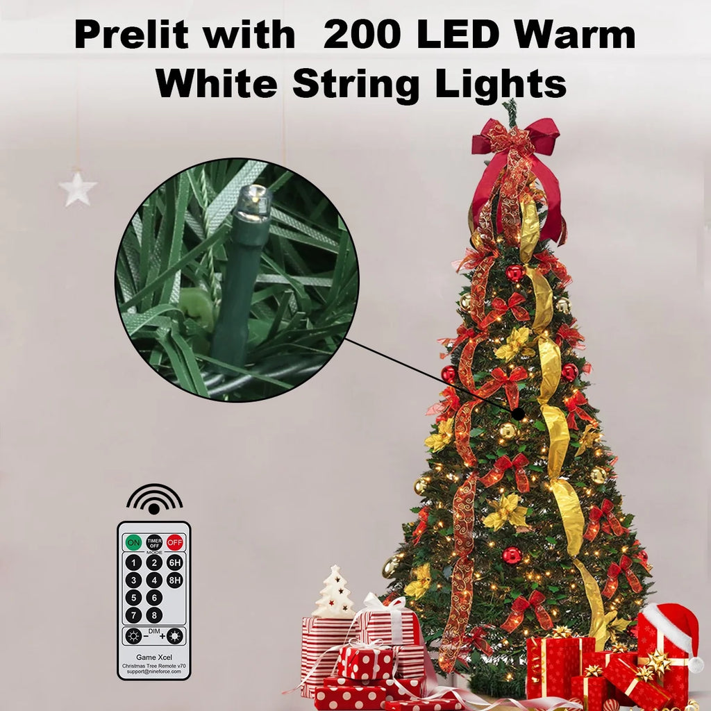 Red Gold Pre-lit Pop Up Christmas Tree with Remote M685