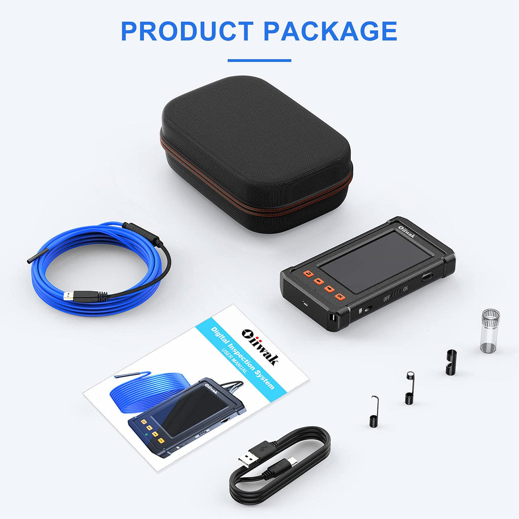 33FT 5.5mm 1080P HD Waterproof Industrial Endoscope with 4.3'' IPS Screen O1951