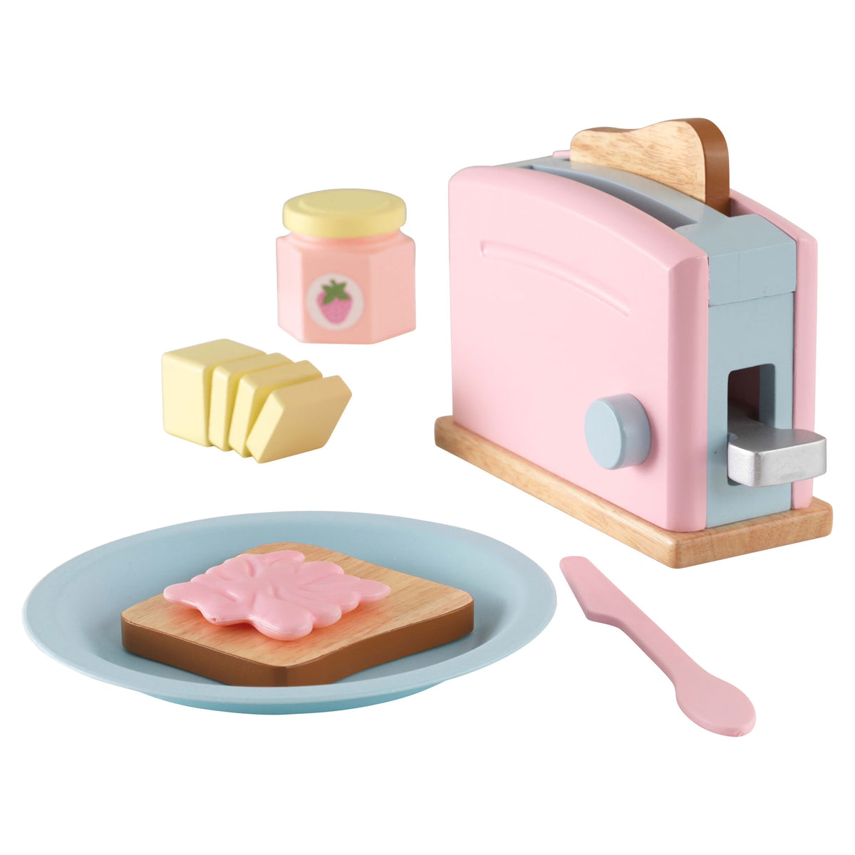Pastel Wooden Toaster Playset with 8 Pieces G17844
