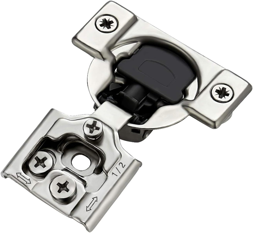 12 Pack 6 Pairs 1/2 inch Overlay Soft Close Hinges Satin Nickel Stainless Steel Concealed Hinge S5734