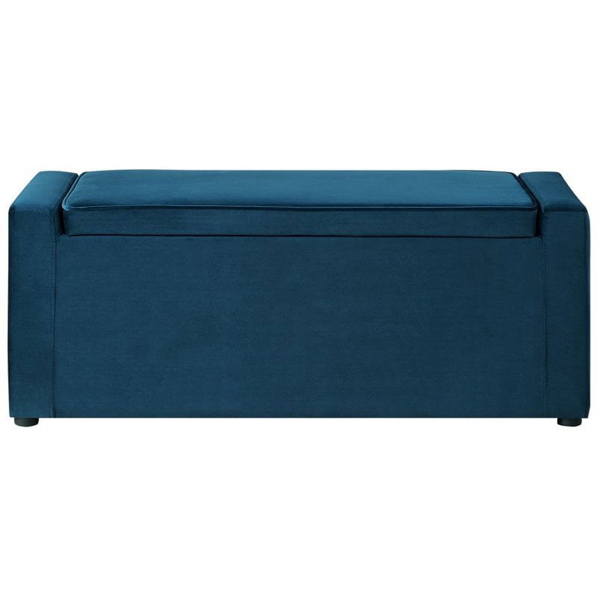 Blue Velvet Upholstered Bench with Shoe Storage A292202