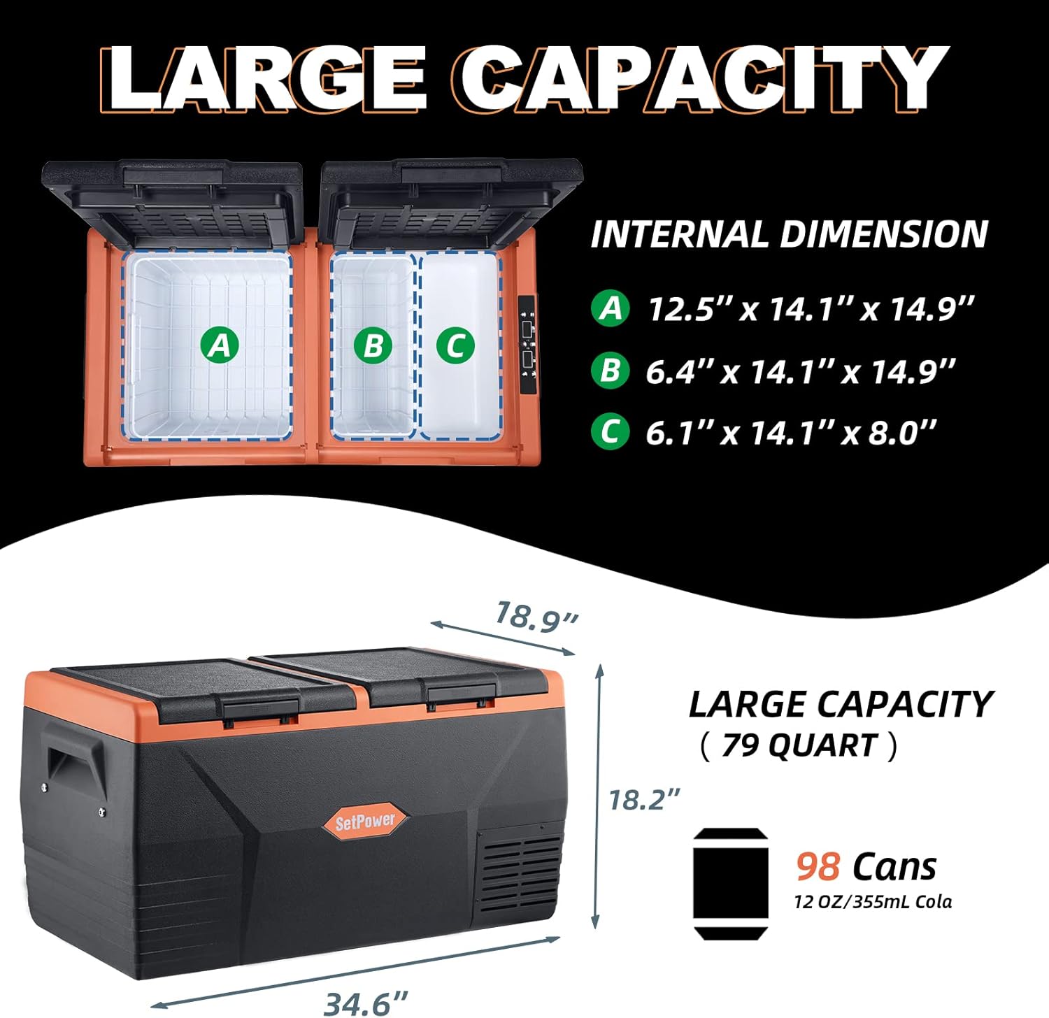 79.3 Quart Dual Zone 12 Volt Portable Refrigerator/Freezer O271