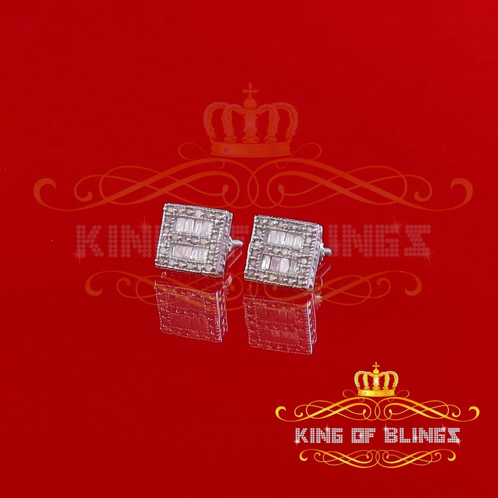 925 White Silver Diamond Square Stud Earring Z70809