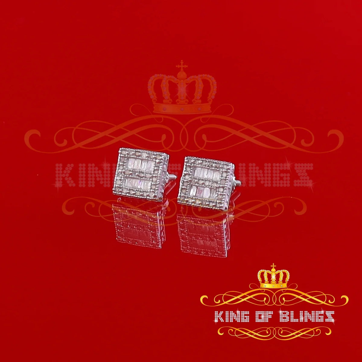 925 White Silver Diamond Square Stud Earring Z70809