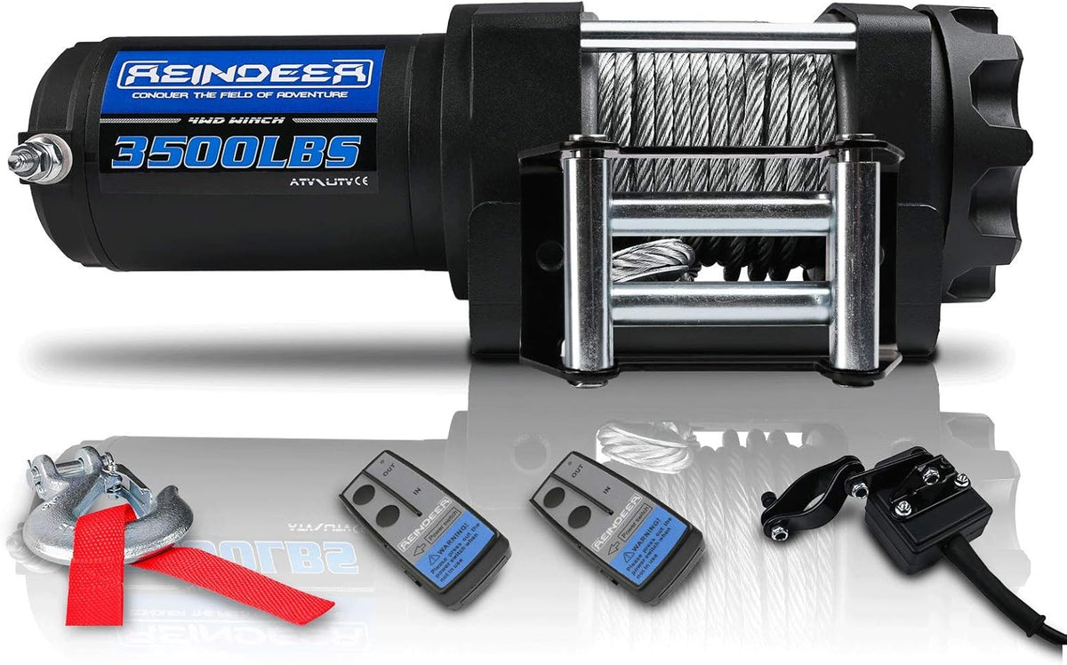 12V 3000 lb Electric Winch Kit Synthetic Rope with Hawse Fairlead Waterproof IP67 Wireless Remotes S634