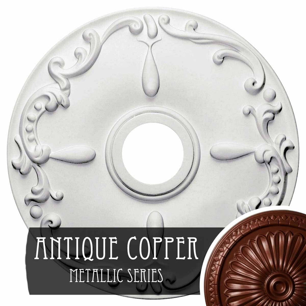 18x22OD x 3 1/2x22ID x 1 1/4x22P Ceiling Medallion, Hand-Painted Pot of Cream Crackle V14209