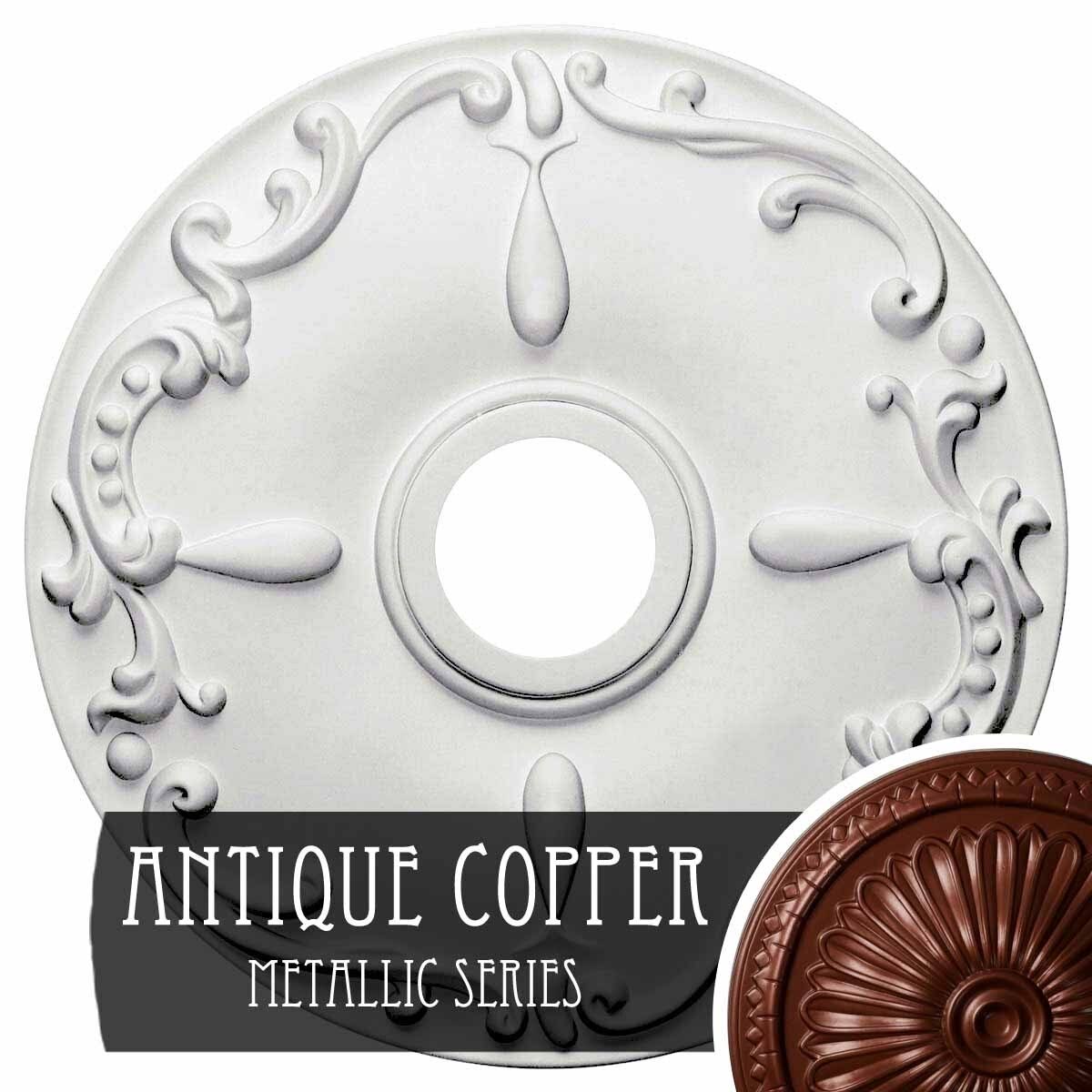 18x22OD x 3 1/2x22ID x 1 1/4x22P Ceiling Medallion, Hand-Painted Pot of Cream Crackle V14209