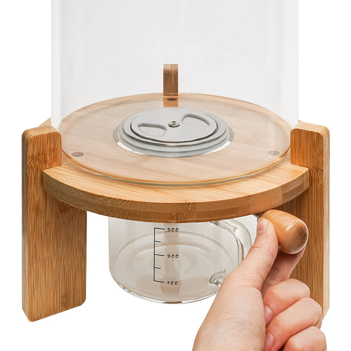 5L Rice Dispenser Grain Container Glass Bottle with Valve F714032